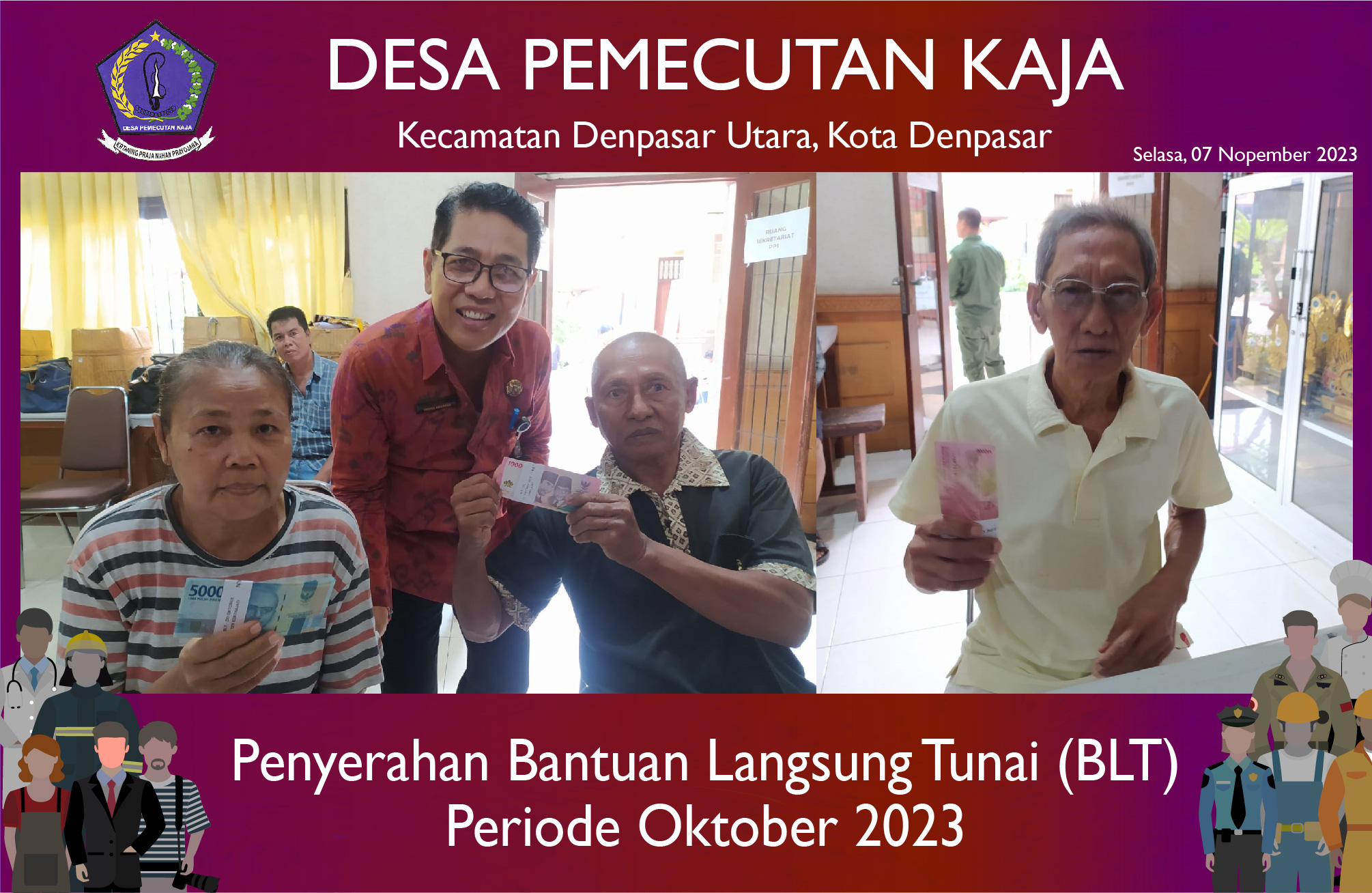 Penyerahan Bantuan Langsung Tunai (BLT) periode bulan Oktober 2023