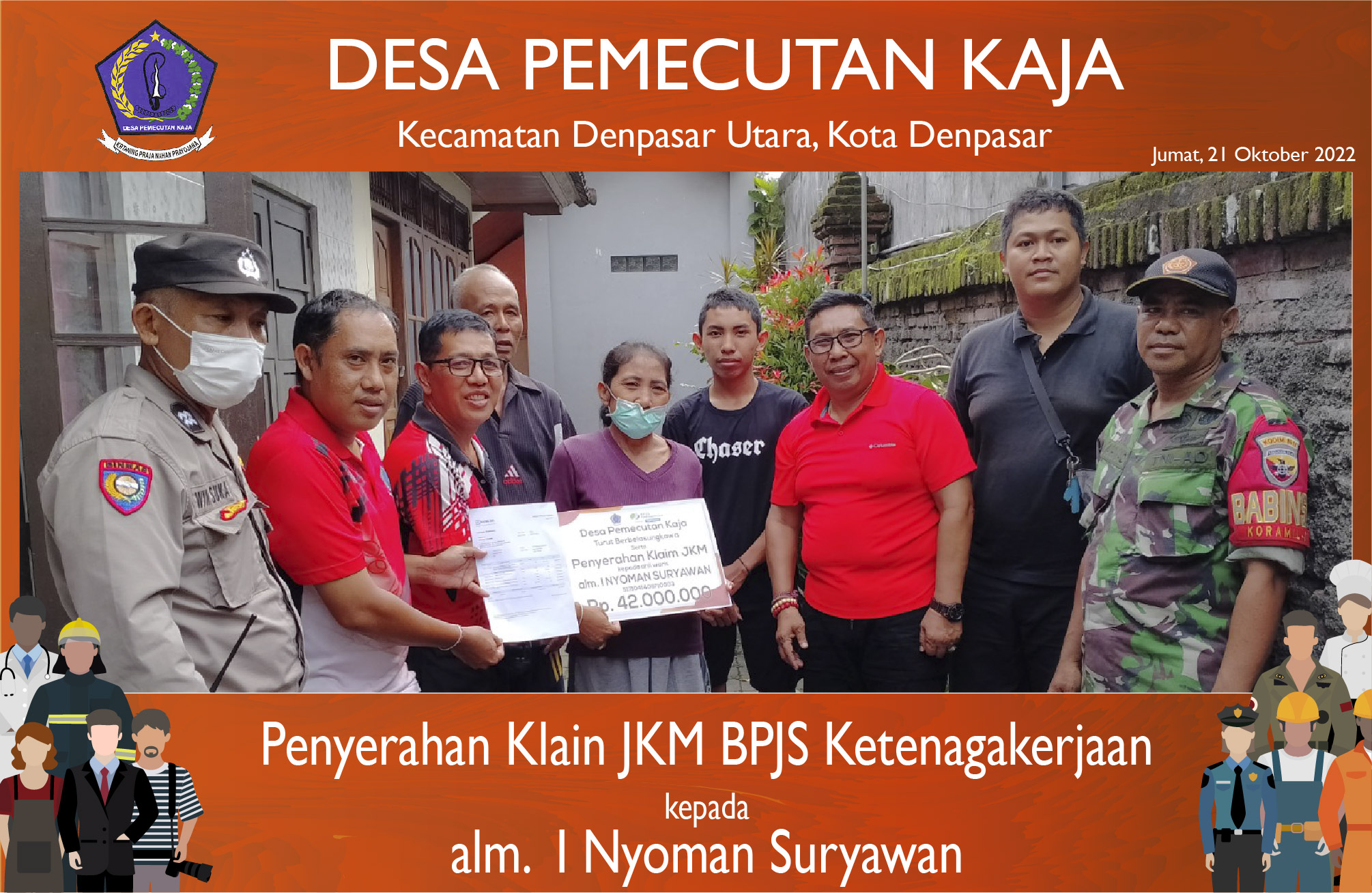 Penyerahan Klaim BPJS JKM kepada ahli waris alm. I Nyoman Suryawan