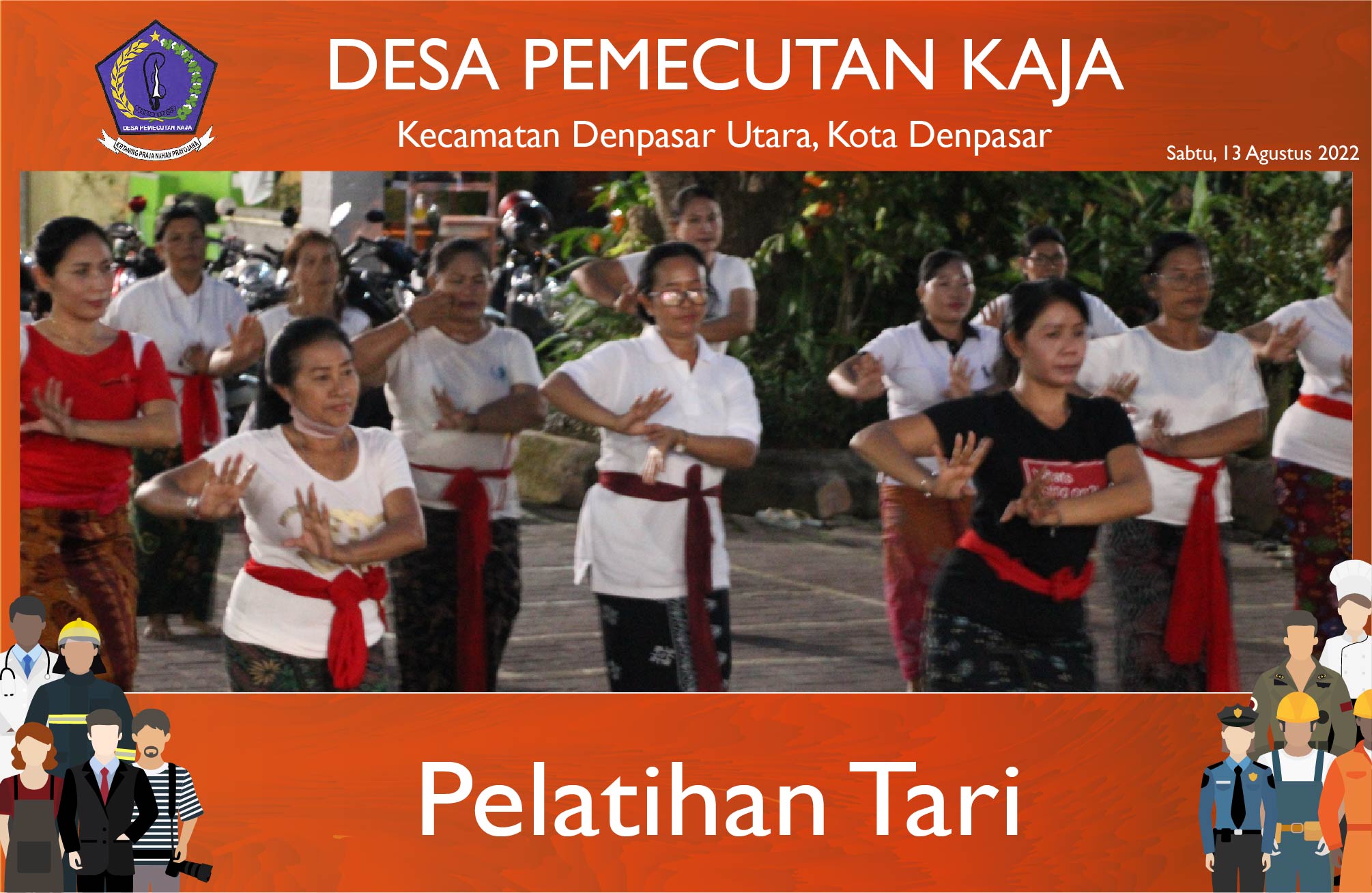 Pelatihan Tari Rejang Gandha Kasturi tari Maskot Desa Pemecutan Kaja (13/08/2022)