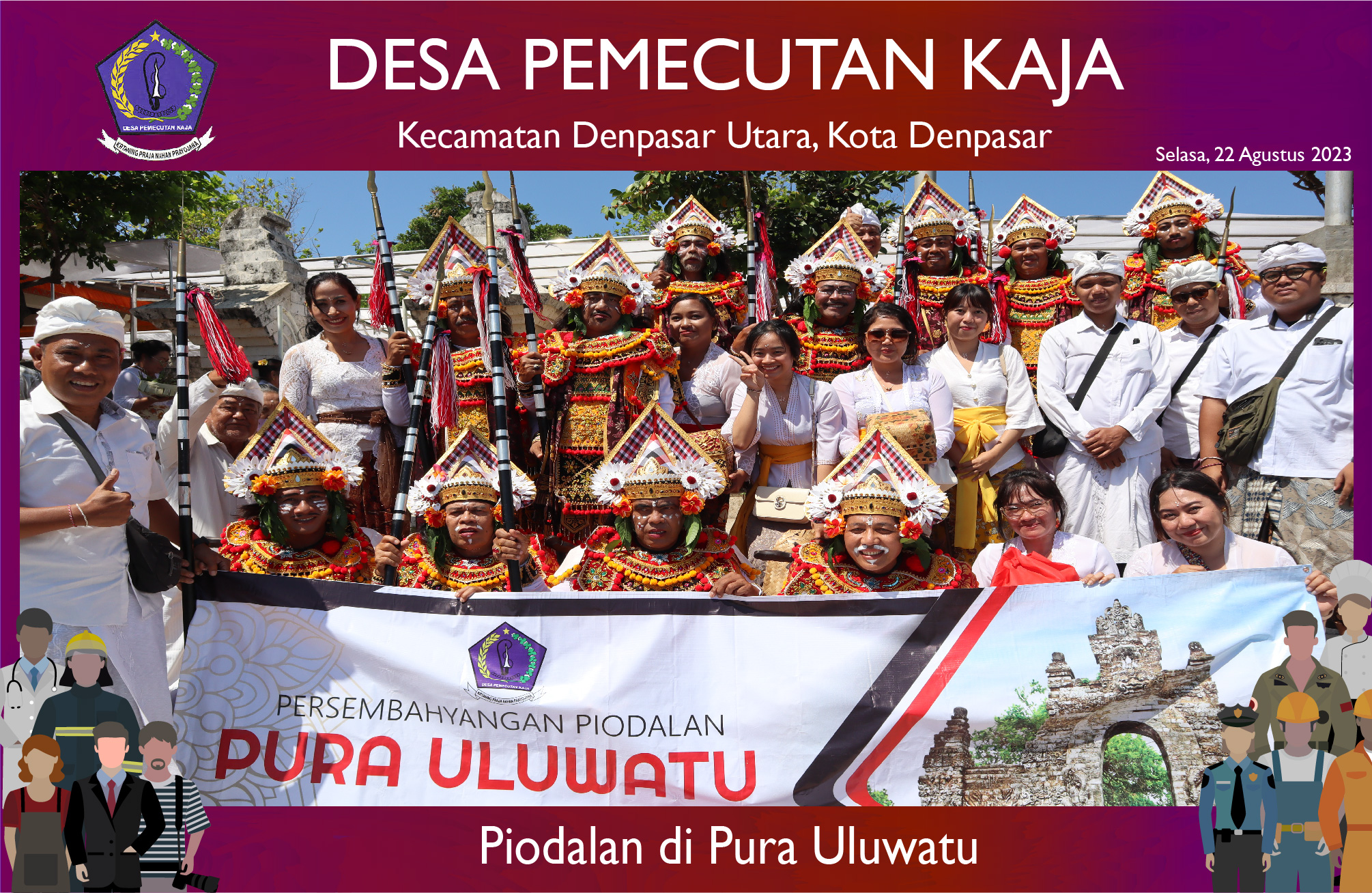 Sekaa Tari Baris Gede Surya Kencana Desa Pemecutan Kaja menghatur ngayah di Pura Uluwatu (22/08/2023)