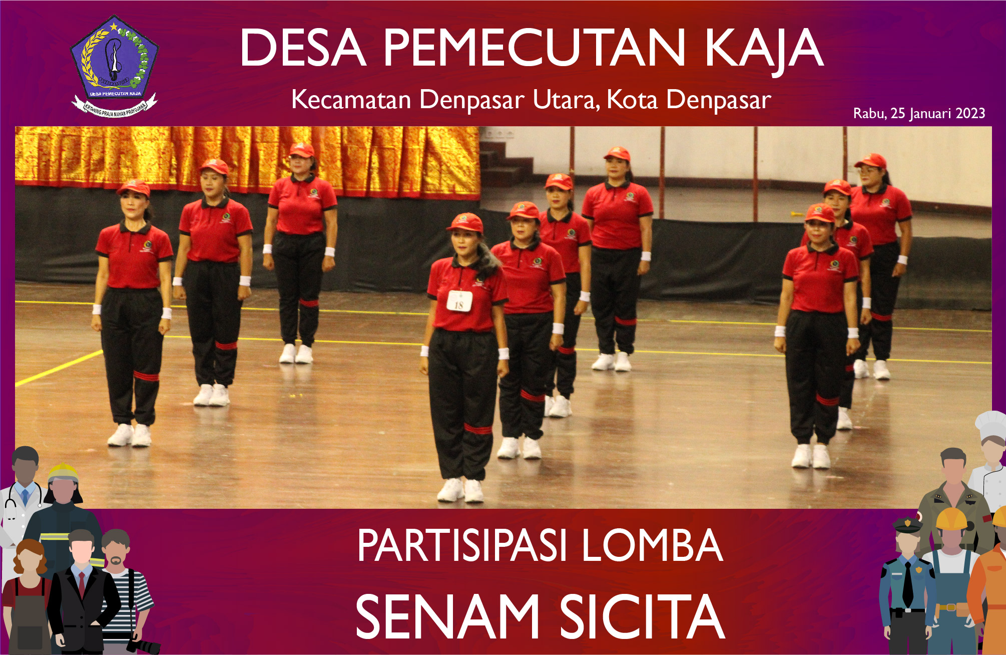 PKK Desa Pemecutan Kaja mengikuti perlombaan Senam Sicita (25/01/2023)